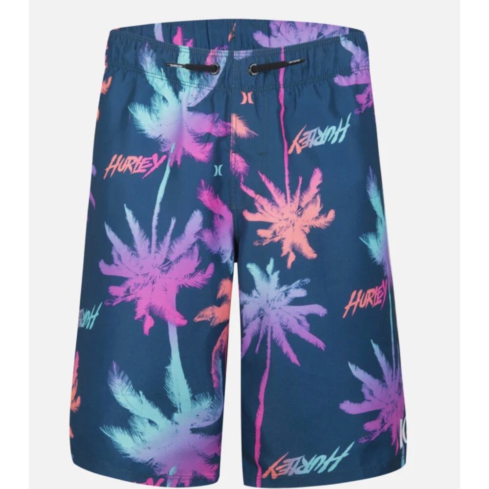 NWT Hurley Boys Woven Neon Palm Print Swim Shorts Trunks (Sz. M)